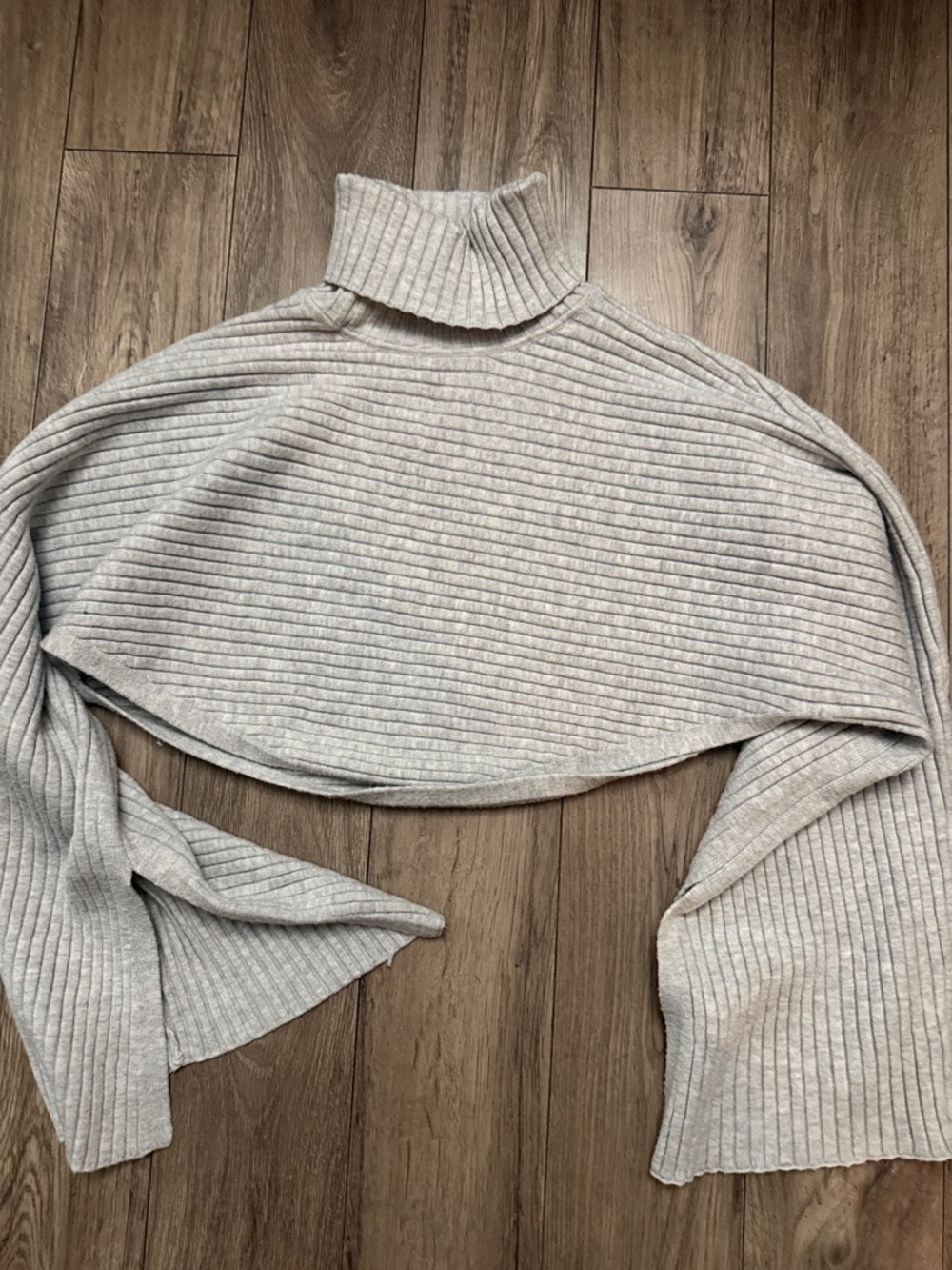 Free People Heather Gray Ribbed Turtleneck Shrug
